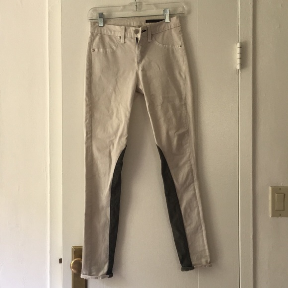 Rag & Bone Jodhpur White Jeans with Suede Accents - Picture 3 of 7